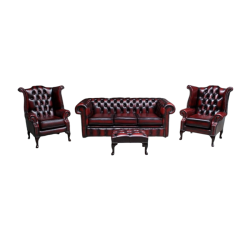 Classic Leather Chesterfield Suite 3,1,1 + Stool 